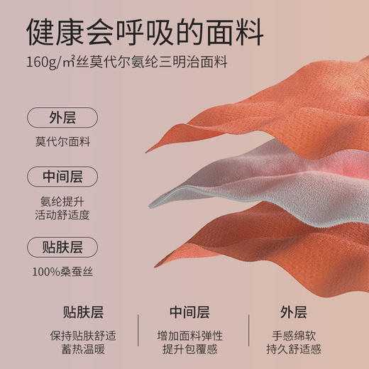 【弹弹蚕丝肌肤衣】桑蚕丝莫代尔女士保暖上衣弹力打底衫金三塔  NZFFC722 商品图4