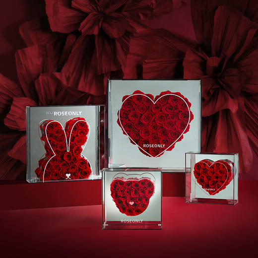 ROSEONLY诺誓 全世爱永生玫瑰甜心熊盒 全世爱兔头盒 全世爱熊头盒全世爱心动盒	 中号 大号 红色 粉色 蓝色 送朋友 商品图1