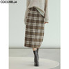 COCOBELLA老钱风复古格纹毛呢半身裙女秋冬气质直筒裙HS3148 商品缩略图0