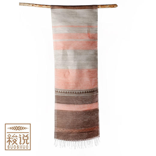 【梭说】限量 木.踏歌行 纯手工撞色亚麻围巾 侗族传统织锦工艺 商品图1