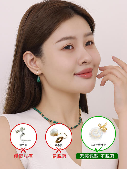 【天猫同款】耳扣款-18k金水滴孔雀石耳夹 商品图2