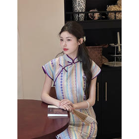 ＬＳＢ3890古法旗袍全开襟竖条纹绝美新中式2025夏季新款文艺复古少女年轻款