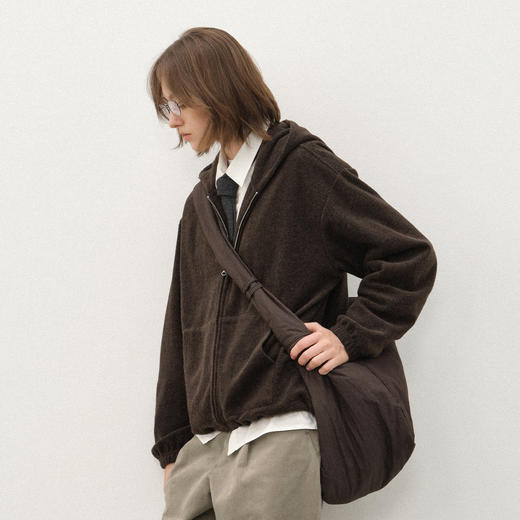 714street呢料针织外套男2025秋冬新款毛衣开衫美式复古连帽卫衣 商品图3