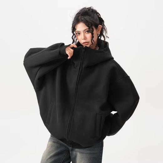 【美式潮双拉链❗重磅连帽卫衣】秋季新款美式高街廓形，空气层开衫卫衣，男女秋冬加绒加厚设计感，连帽情侣外套L 商品图2