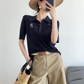 禾家同款【苎麻天丝凉感刺绣小熊Polo衫】苎麻天丝混纺面料~会呼吸的面料，上身就像吹着小空调，舒适透气排汗不粘身