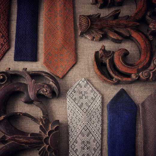 【梭说】素系列 纯手工限量设计领带 侗族传统织锦工艺 棉 商品图0