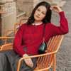 Petite Studio 25秋 Carmina红色法式针织衫miu系撞色开衫外套 商品缩略图1