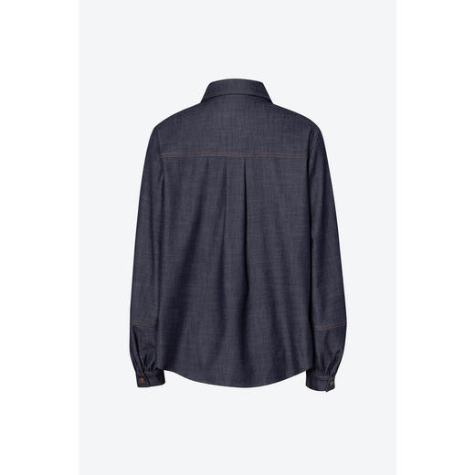 【商场同款】诗凡黎藏青翻领牛仔衬衫2025春新款衬衣女3G2120981 商品图1