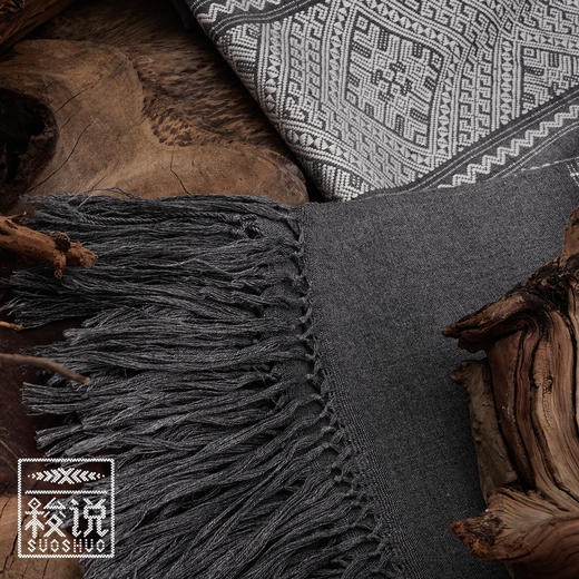 【梭说】 素.素心 纯手工限量设计围巾侗族传统织锦工艺 纯棉 商品图1