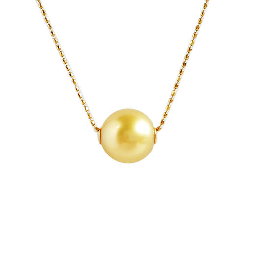 【天然正品】AU750黄金镶天然近完美约9.5MM浓金色南洋海水金珠吊坠项链 030825XY23 现售价：2680 商品图0