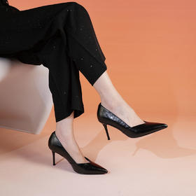 Westory2025年秋季尖头高跟V口极简通勤百搭浅口单鞋S25CE76731