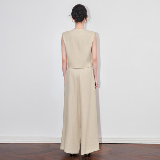 「高货wl」全新升级【铂金会员367/天猫499/差价132】(99315)洛诗琳夏季气质无袖马甲上衣时尚老钱风阔腿裤两件套女 商品图1