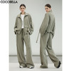 COCOBELLA柔软舒适工装休闲裤女2025秋冬抗静电阔腿裤PA3091-2 商品缩略图0