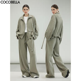 COCOBELLA柔软舒适工装休闲裤女2025秋冬抗静电阔腿裤PA3091-2