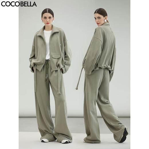 COCOBELLA柔软舒适工装休闲裤女2025秋冬抗静电阔腿裤PA3091-2 商品图0