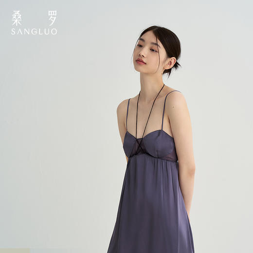 午夜星芒』桑罗镂空美背真丝裙100%桑蚕丝修身性感吊带裙女可外穿 商品图1