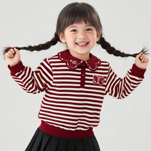 贝贝怡春秋新款女童套头上衣软糯百搭甜美休闲卫衣ZB3ES023 商品图4