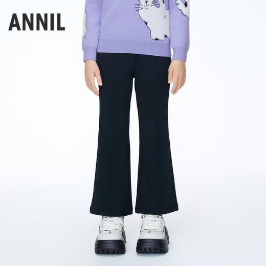 【加绒】女童全腰针织夹裤冬季新款安奈儿童装EG546581 商品图0