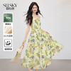 【08/06新品】熙世界天丝亚麻串珠吊带连衣裙女夏秋新款法式度假植物系印花裙子 商品缩略图0