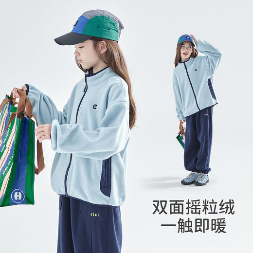 cicochild 2025年秋季新款女童双面摇粒绒外套抗静电中领撞色上衣 商品图2