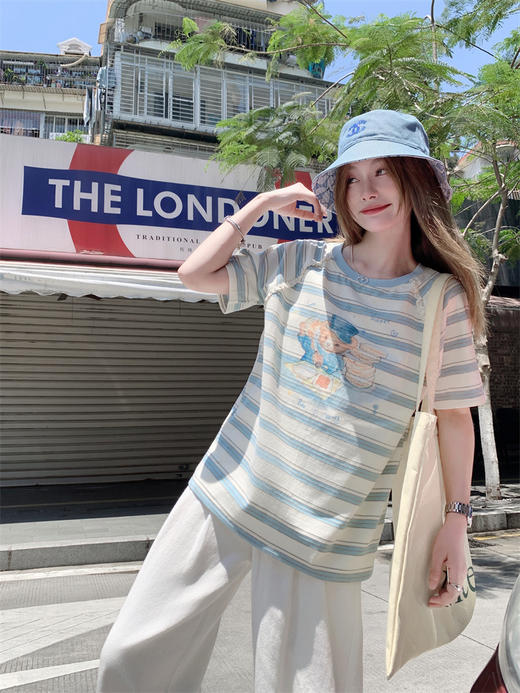 【129元任选2件】条纹小熊印花短袖 商品图8