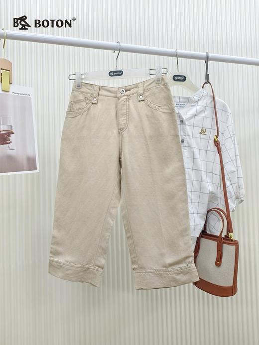 【第2件半价！尾货清仓不退换】波顿女士低腰麻棉中裤透气舒适夏季百搭休闲裤LE313 商品图1
