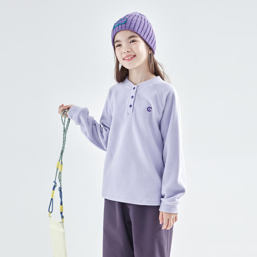 cicochild 25年秋季新款女童半门襟摇粒绒卫衣抗静电轻盈保暖上衣 商品图3