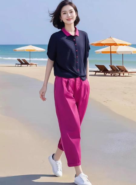 （预售8天发货）气质显瘦百搭针织衫，松紧腰休闲裤两件套LJX-875 商品图1