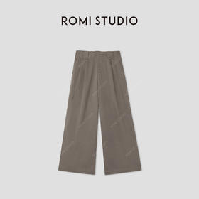 ROMI STUDIO“舒适松弛”复古细纹棉弹力高腰阔腿休闲裤RWCAX64657 