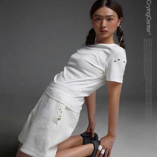 CryingCenter 长绒棉系列-方块正肩圆领女款短袖tee 哭喊中心 商品图2