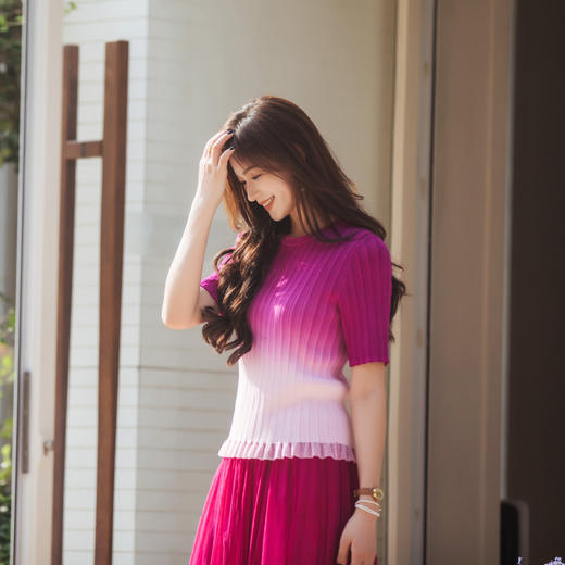 【林栖设计小店】【林栖推荐】【现货】渐变度假修身气质2025早秋新款多色上衣女N1953302 商品图8