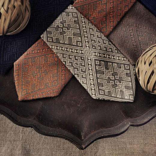 【梭说】素系列 纯手工限量设计领带 侗族传统织锦工艺 棉 商品图1