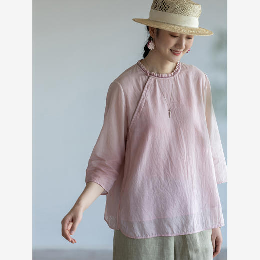 牧衣游原创 净色纯棉衬衫新品轻薄柔软质朴休闲百搭文艺衬衣 稚雪 商品图3