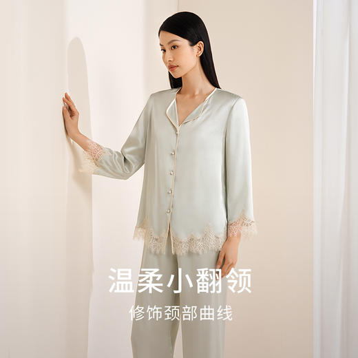 “TA”金三塔真丝睡衣女100%桑蚕丝蕾丝宽松舒适家居服套装带礼盒金三塔（限价款）  YSFEA207 商品图3