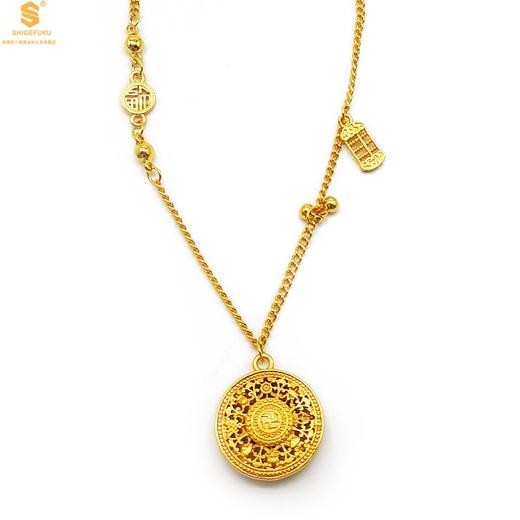 【香港周六福 幸福美满祥瑞」中式古法镂空八宝罗盘K金项链 商品图4