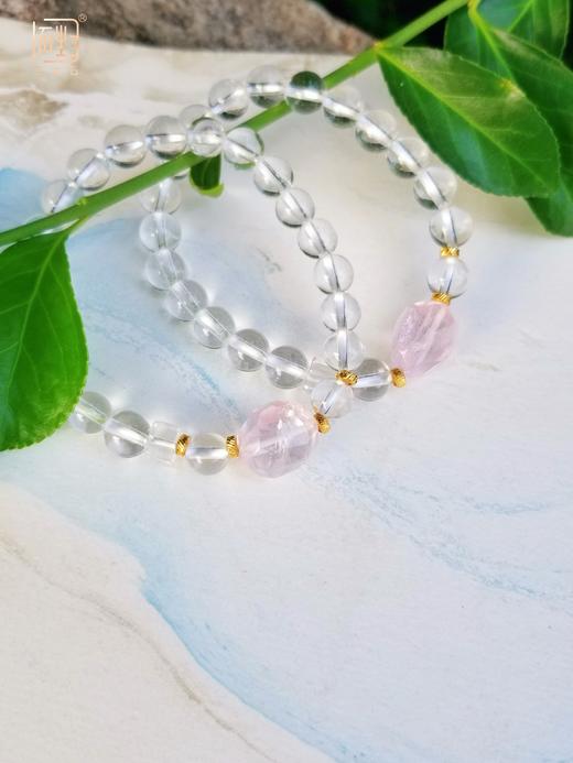 天然粉晶\紫晶原石能量手链+数字能量牌 商品图3