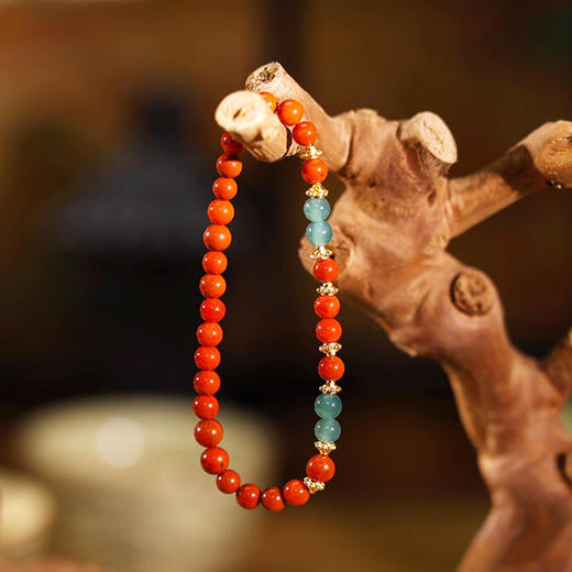 冰与火蓝冰翡翠南红新中式手串5mm 商品图2