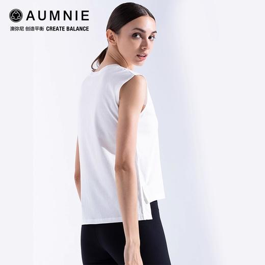 AUMNIE澳弥尼条形LOGO高低背心瑜伽运动健身显瘦高强度上衣 商品图1