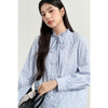 【商场同款】诗凡黎飘带领撞色条纹衬衫2025春新款衬衣3G2120732R 商品缩略图0