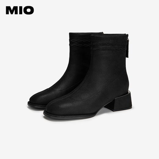 MIO米奥时装靴圆头高跟增高弹力靴时尚百搭纯色女靴M255625065 商品图2