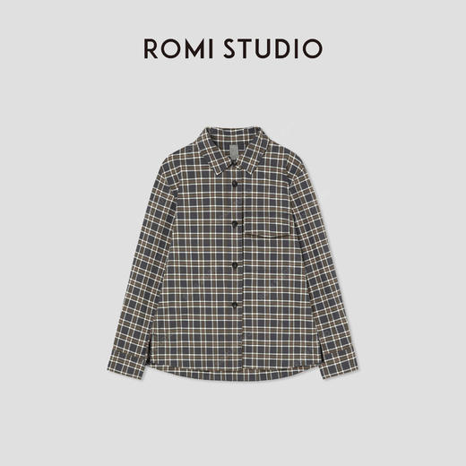 ROMI STUDIO"美式复古"100%棉经典格纹翻领宽松衬衫 RWBSSM1502 商品图3