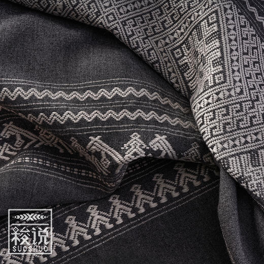 【梭说】 素.素心 纯手工限量设计围巾侗族传统织锦工艺 纯棉 商品图3