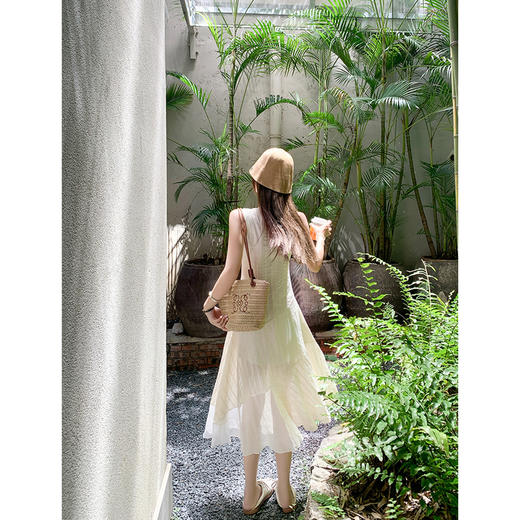 <曾小咸推荐>法式蝴蝶结杏色无袖连衣裙女长裙 商品图2