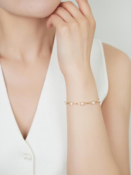 【挚友限定】悦甄 18k金akoya海水珍珠手链4-5mm   商品图2