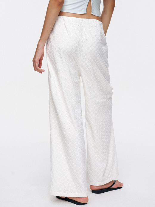 TR她热 小雏菊 白色花朵刺绣抽绳显瘦百搭宽松休闲直筒裤 商品图3