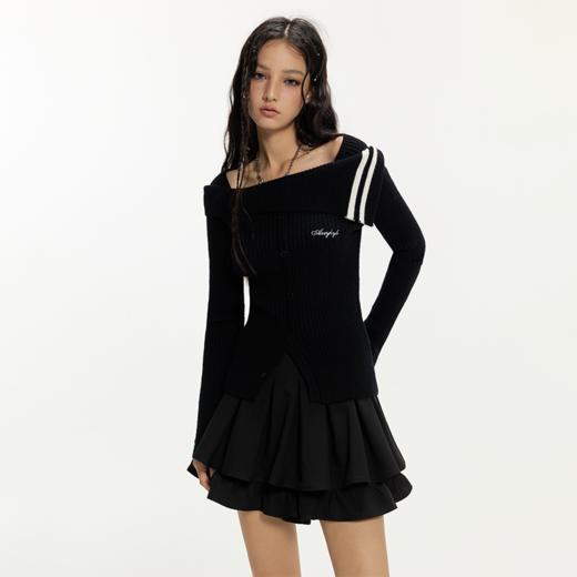 YKYB黄子韬 木耳边半身裙女宽松百搭白色显瘦a字学院风短裙秋季Y53FBQ064 商品图3