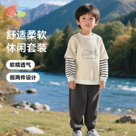 贝贝怡童装男童女童套装2025新款儿童春秋季长袖卫衣长裤两件套ZB3ET004