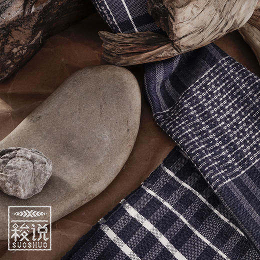 【梭说】冬款 蓝.青奚纯手工围巾限量传统侗族织锦工艺 商品图0