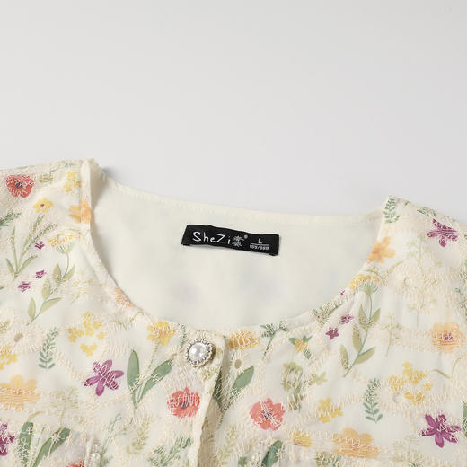 奢姿大码女装2026夏季减龄小碎花刺绣圆领两件套胖妹妹时尚套装9952990684 商品图4