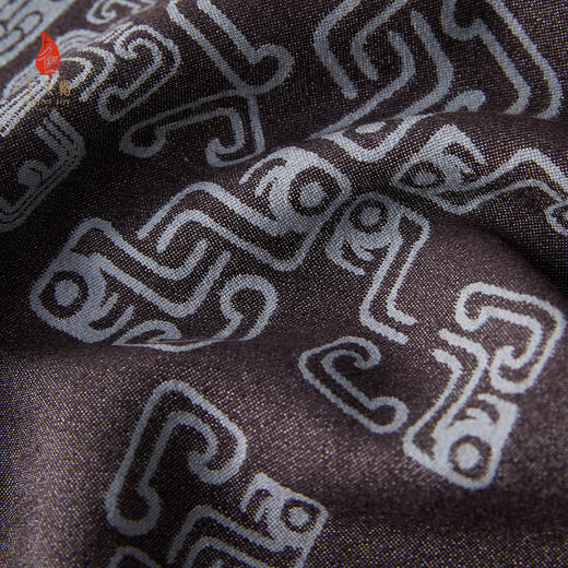 SAINTJOY/上久楷 丝毛长巾 福蟠新生  黑灰色 CJS24003 商品图3